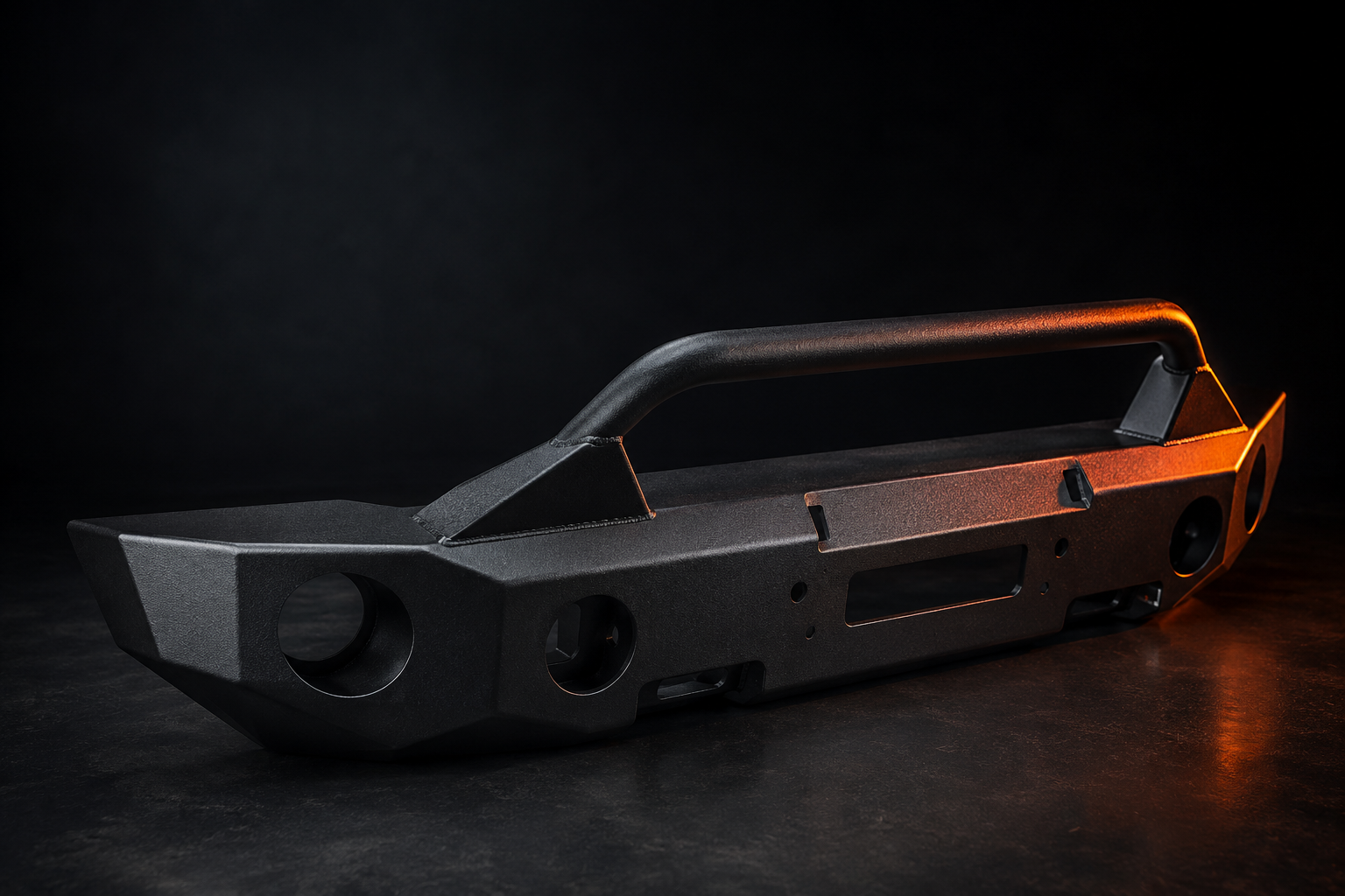 Matte black powder coated truck bumper
